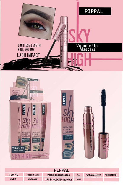 Pippal Sky High Eyeliner 1 Pcs with Mascara Ultra Volume Up Volumizing Mascara Long Lasting Waterproof 10Gm (Pack of 1)