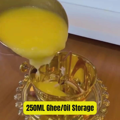 Akhand Jyoti (Diya) Brass with Adjustable Bathi (Wick) & Glass Cover - PREMIUM